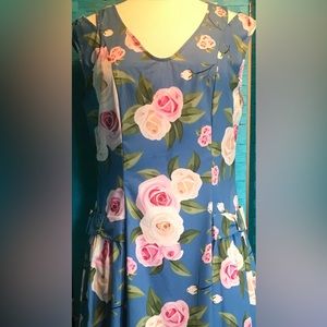 Floral Bow Detail Dress Blue Multi NWT